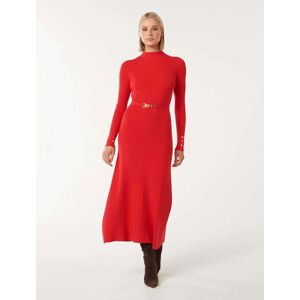 Forever New Women's Brielle Fit and Flare Midi Dress in Chilli Red, Size 8 Viscose/Polyester/Polyamide
