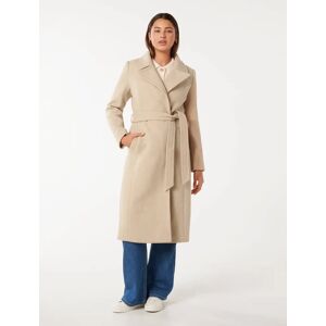Forever New Women's Polly Wrap Coat in Warm Oatmeal, Size 16 Polyester/Viscose/Polyester
