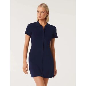 Forever New Women's Beth Zip Crepe Knit Dress in Navy, Size 6 Viscose/Polyamide