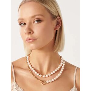Forever New Women's Signature Tamsin Double Glass Pearl Necklace in Pearl & Gold Recycled Zinc/Glass