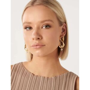 Forever New Women's Signature Prue Chain Pearl Drop Earrings in Pearl & Gold Recycled Zinc/Glass