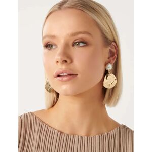 Forever New Women's Signature Alegra Textured Pearl Disc Earrings in Pearl & Gold Recycled Zinc/Glass