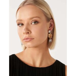 Forever New Women's Signature Blythe Flower Drop Earrings in Gold /Crystal Recycled Zinc/Glass