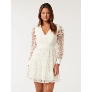 Forever New Women's Frances Lace Mini Dress in Porcelain, Size 8 Polyamide/Polyester