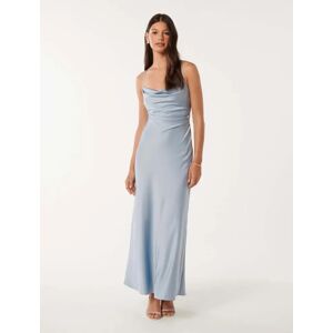 Forever New Women's Mia Satin Maxi Dress in Ice Blue, Size 16 Polyester/Viscose/Polyester