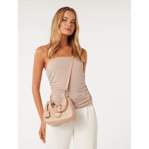 Forever New Women's Signature Madison Buckle Moon Bag in Nude