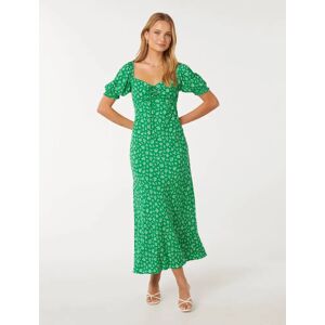 Forever New Women's Stevie Puff-Sleeve Dress in Fern Flindon Ditsy, Size 8 Main/Viscose