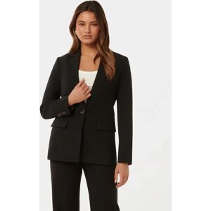 Forever New Women's Mikayla Single-Breasted Blazer Jacket in Black, Size 6 Polyester/Viscose/Wool