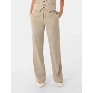 Forever New Women's Bonnie Button Tab Pant in Neutral Pinstripe Suit, Size 16 Polyester/Viscose/Elastane