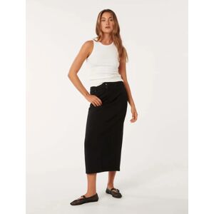 Forever New Women's Natalie Denim Skirt in Black, Size 16 Cotton/Lyocell/Polyester