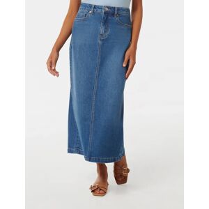 Forever New Women's Natalie Petite Denim Maxi Skirt in Mid Wash, Size 16 Cotton/Lyocell/Elastane