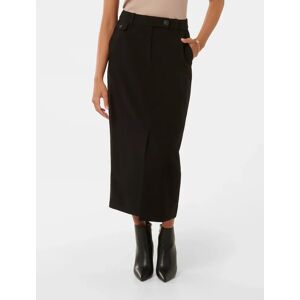 Forever New Women's Alyha Petite Column Skirt in Black, Size 16 Polyester/Rayon/Elastane