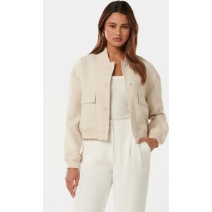 Forever New Women's Miranda Bomber Jacket in Milk, Size 16 Polyester/Viscose/Elastane