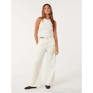 Forever New Women's Pippa Wide-Leg Jeans in White, Size 8 100% Cotton