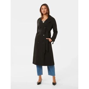 Forever New Women's Natasha Soft Trench Coat in Black, Size 16 Polyester/Elastane
