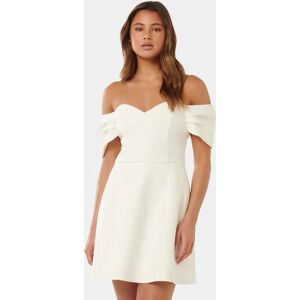 Forever New Women's Sylvia Off-Shoulder Mini Dress in Porcelain, Size 4 Polyester/Elastane/Polyester