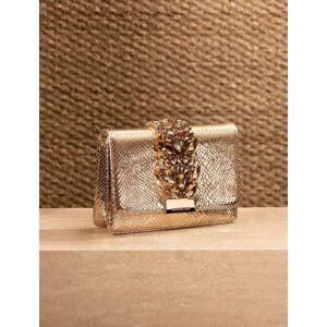 Forever New Women's Signature Lucille Crystal Clutch Bag in Gold Snake Polyester/Synthetic fibres/Polyester