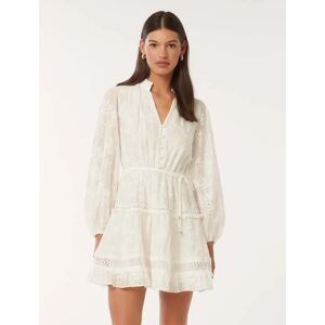 Forever New Women's Ivana Trim Detail Mini Dress in Porcelain, Size 18 Lyocell/Polyamide/Linen