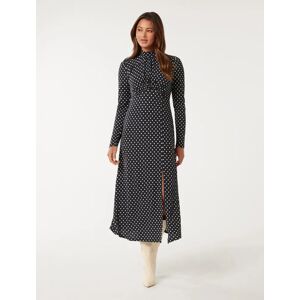 Forever New Women's Dawson High-Neck Midi Dress in Canterbury Spot, Size 8 100% Viscose