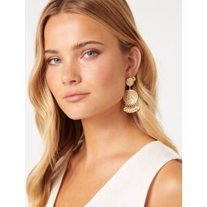 Forever New Women's Signature Delia Disc Earrings in Gold /Crystal Recycled Zinc/Glass/Iron