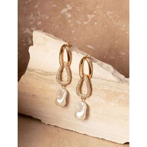 Forever New Women's Signature Connor Crystal and Pearl Drop Earrings in Pearl & Gold Recycled Zinc/Glass