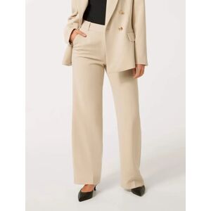 Forever New Women's Ava Petite Straight-Leg Pants in Light Stone Suit, Size 16 Polyester/Viscose/Elastane