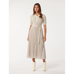 Forever New Women's Melody Polo Knit Dress in Sand/Porcelain, Size 16 Viscose/Polyester/Polyamide