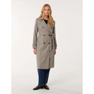 Forever New Women's Charlie Check Trench in Navy/Brown Check, Size 8 Polyester/Viscose/Elastane