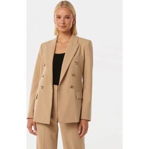 Forever New Women's Immie Double-Breasted Blazer Jacket in Soft Camel Suit, Size 16 Polyester/Viscose/Elastane