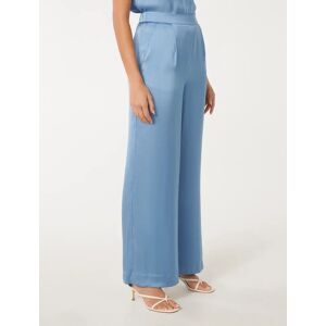 Forever New Women's Simone Satin Pants in Dusk Blue Co-ord, Size 16 Main/Polyester