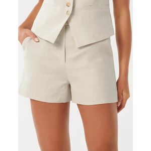 Forever New Women's Lainey Linen Shorts in Natural Suit, Size 16 Linen/Polyester/Viscose