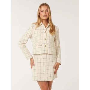 Forever New Women's Rue BouclÃ© Jacket in Black/White Check Suit, Size 6 Polyester/Cotton/Viscose