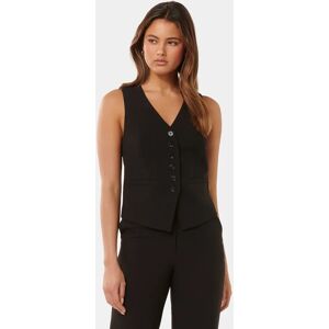 Forever New Women's Dana Waistcoat Top in Black, Size 16 Linen/Polyester/Elastane