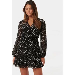 Forever New Women's Esra Button Front Mini Dress in Black Savona Spot, Size 18