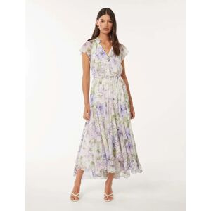 Forever New Women's Freya Flutter-Sleeve Midi Dress in Selene Floral, Size 8 Main/Polyester
