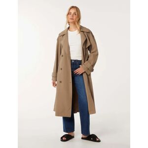 Forever New Women's Alexis Summer Trench Coat in Soft Oak, Size 16 Polyamide/Polyester/Elastane