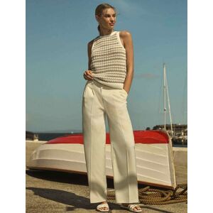 Forever New Women's Edweena Belted Wide-Leg Pants in Coconut Marle, Size 8 Polyester/Viscose/Elastane