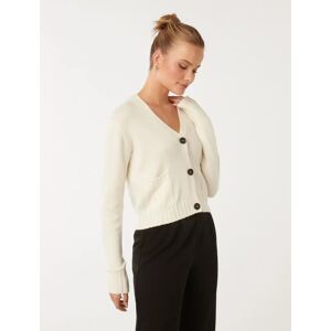 Forever New Women's Alice Button-Front Cardigan Sweater in Porcelain, Size 2X-Small Wool/Acrylic