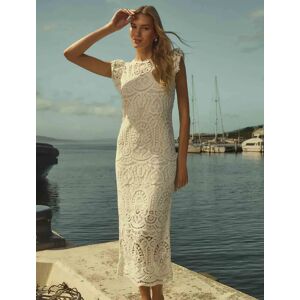 Forever New Women's Lilly Lace Midi Dress in Porcelain, Size 8 Cotton/Polyester/Elastane