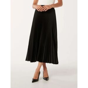 Forever New Women's Estelle Satin Pleated Skirt in Black, Size 16 100% Polyester