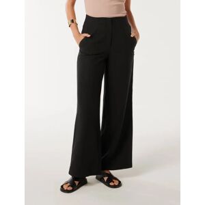 Forever New Women's Mona Wide-Leg Pants in Black, Size 8 Lyocell/Linen/Viscose