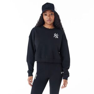newera New York Yankees Womens MLB Lifestyle Black Crop Crew Neck Sweatshirt - Black - Size: L - female