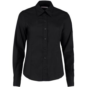 Kustom Kit KK702 Tailored Fit Long Sleeve Oxford Blouse 6  Black