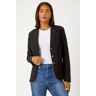 Roman Button Detail Stretch Blazer in Black 18 female