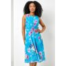 Roman Petite Petite Floral Buckle Detail Chiffon Dress in Turquoise 16 female