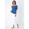 Roman Textured Stretch Bardot Top in Denim 20 female