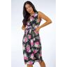 Roman Petite Petite Side Buckle Floral Ruched Midi Dress in Pink 8 female