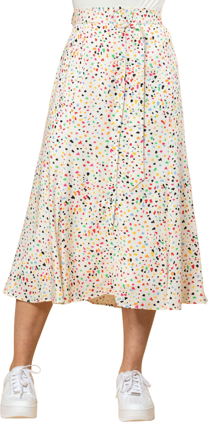 Dusk Scattered Spot Print Belted Skirt