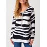 unsigned Striped Tassel V Neck Long Sleeve Blouse