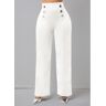 unsigned Double Breasted Solid High Waisted Pants